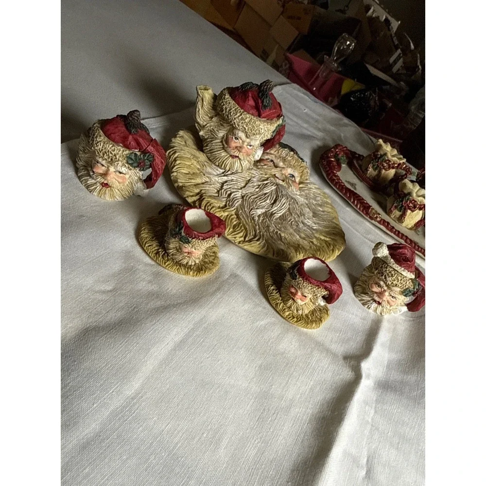 Wongs International Trading Inc Miniature Santa Claus Tea Set Holiday Decor 3pc